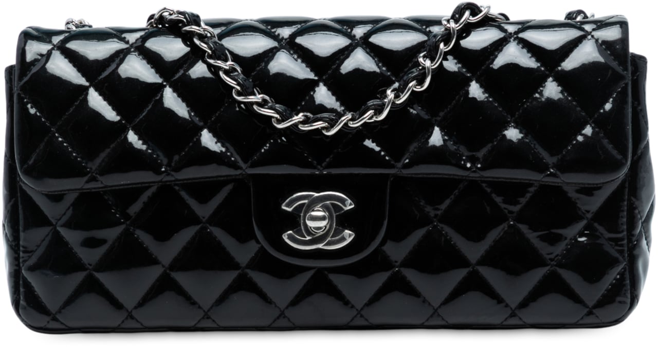 Chanel Classic Patent East West Single Flap Blauw