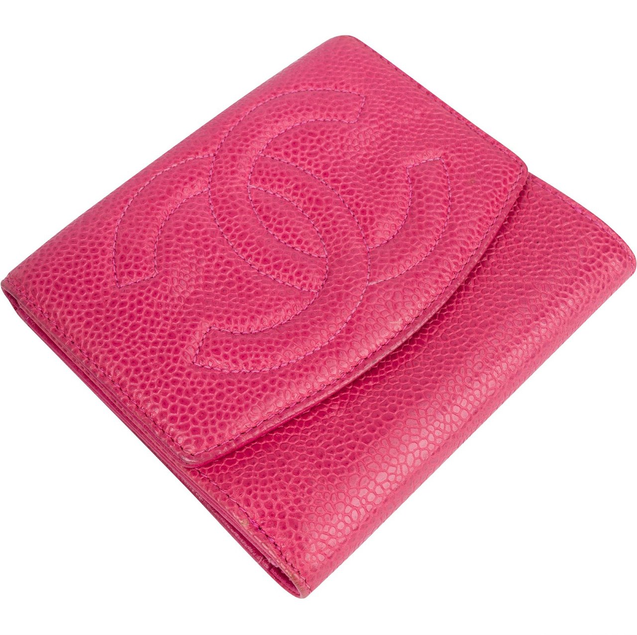 Chanel Chanel Caviar Leather CC Bifold Wallet Rood