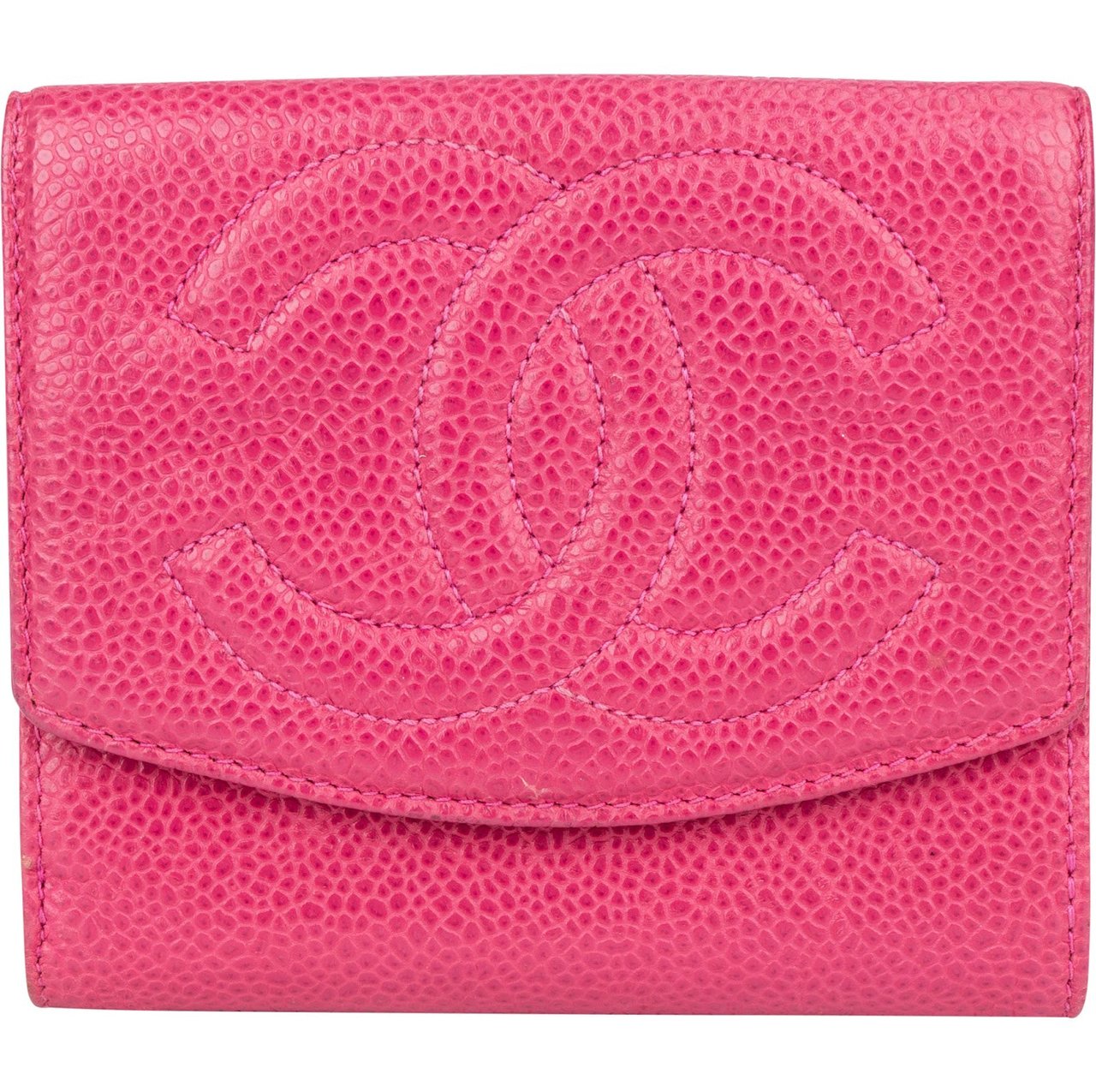 Chanel Chanel Caviar Leather CC Bifold Wallet Rood
