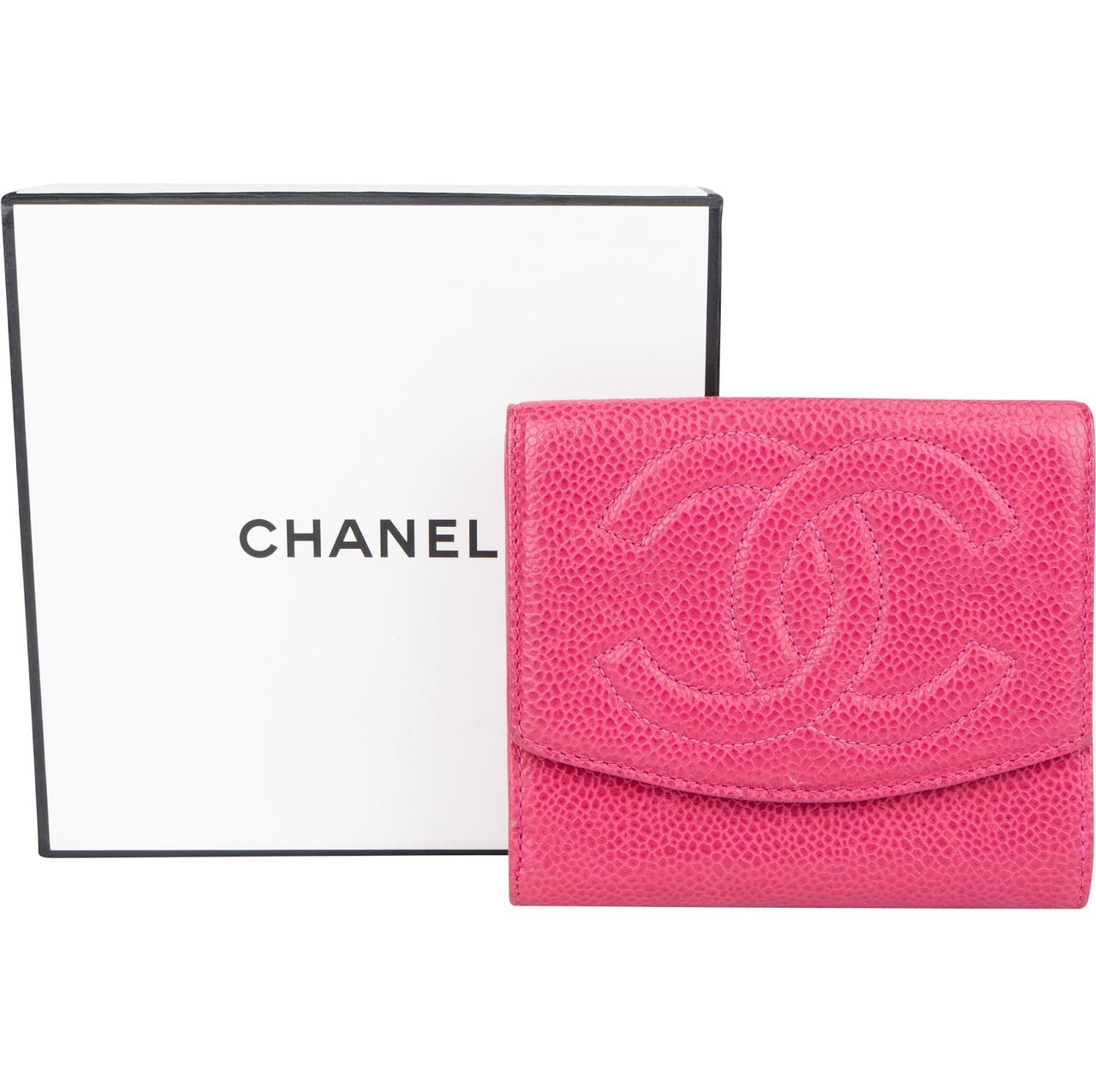 Chanel Chanel Caviar Leather CC Bifold Wallet Rood