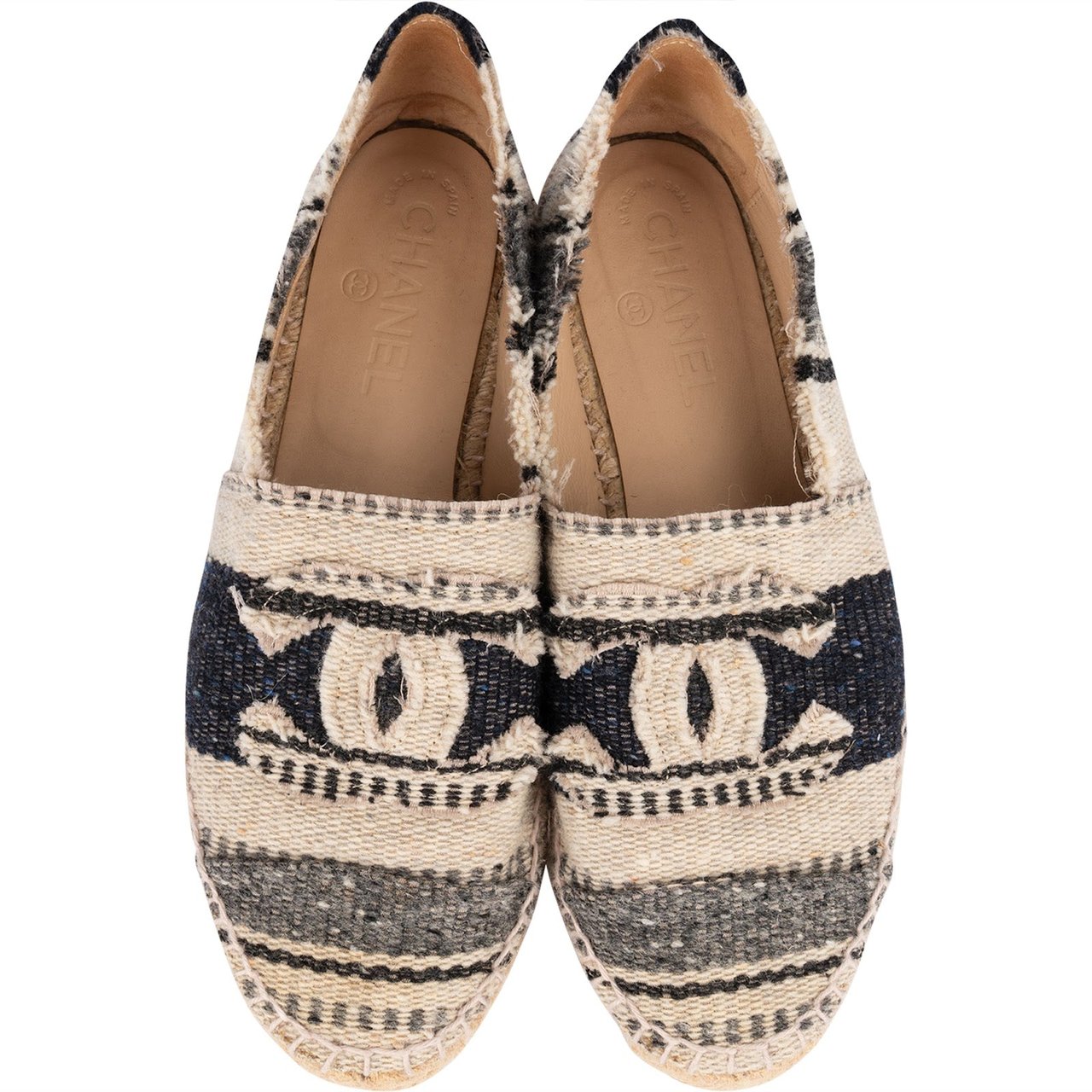 Chanel Chanel Multicolor Tweed Espadrilles Shoes (38) Blauw