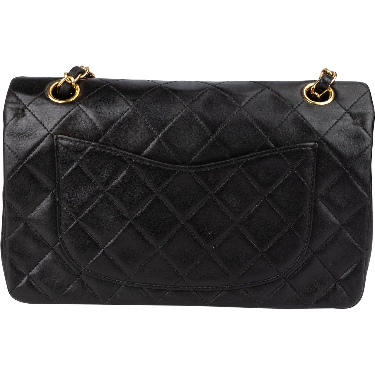 Chanel Chanel Quilted Lambskin 24K Gold Small Double Flap Crossbody Bag Zwart