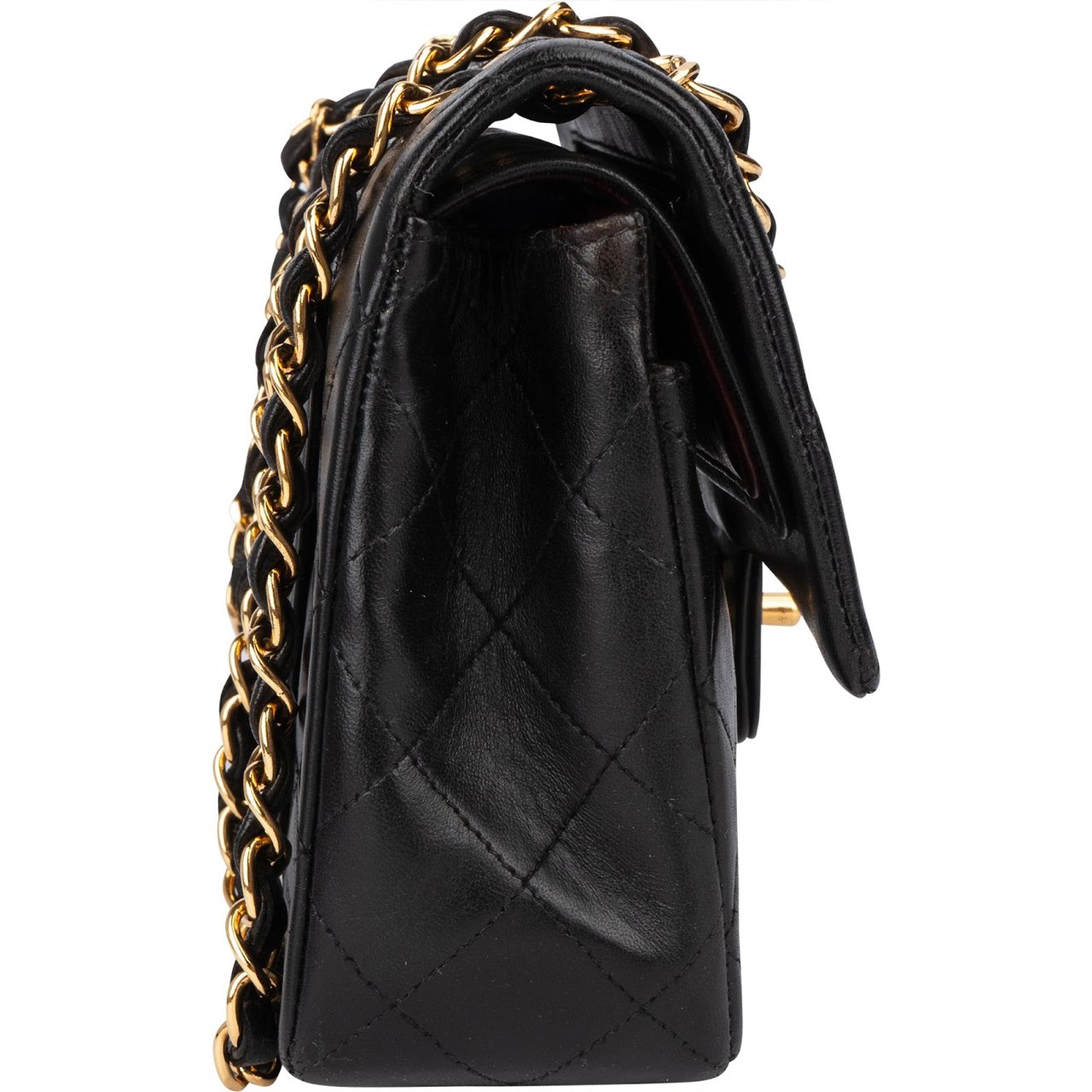 Chanel Chanel Quilted Lambskin 24K Gold Small Double Flap Crossbody Bag Zwart