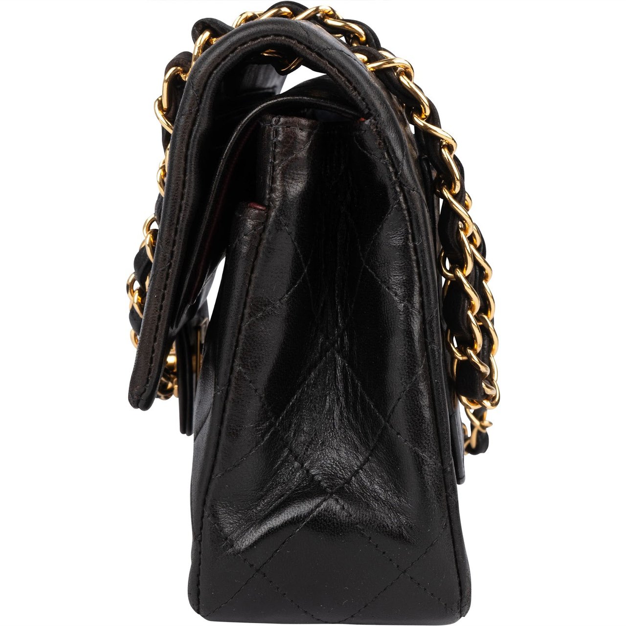 Chanel Chanel Quilted Lambskin 24K Gold Small Double Flap Crossbody Bag Zwart