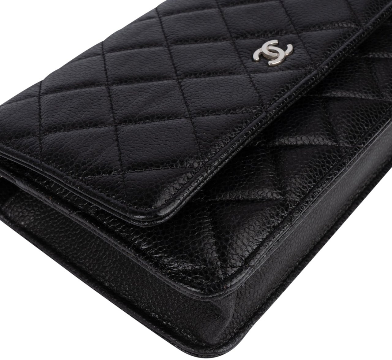Chanel Chanel Quilted Caviar Leather Wallet on Chain Crossbody Bag Zwart