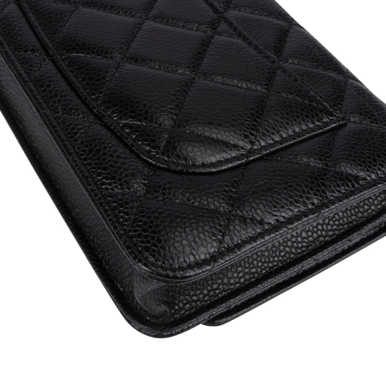 Chanel Chanel Quilted Caviar Leather Wallet on Chain Crossbody Bag Zwart