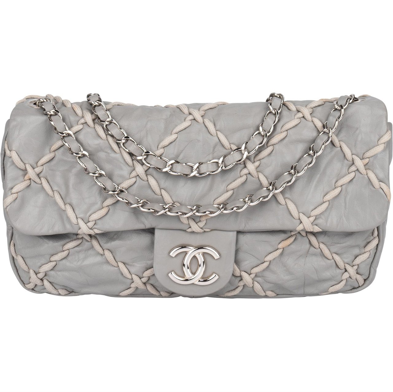Chanel Chanel Leather Ultra Stitch Single Flap Shoulder Bag Donkergrijs