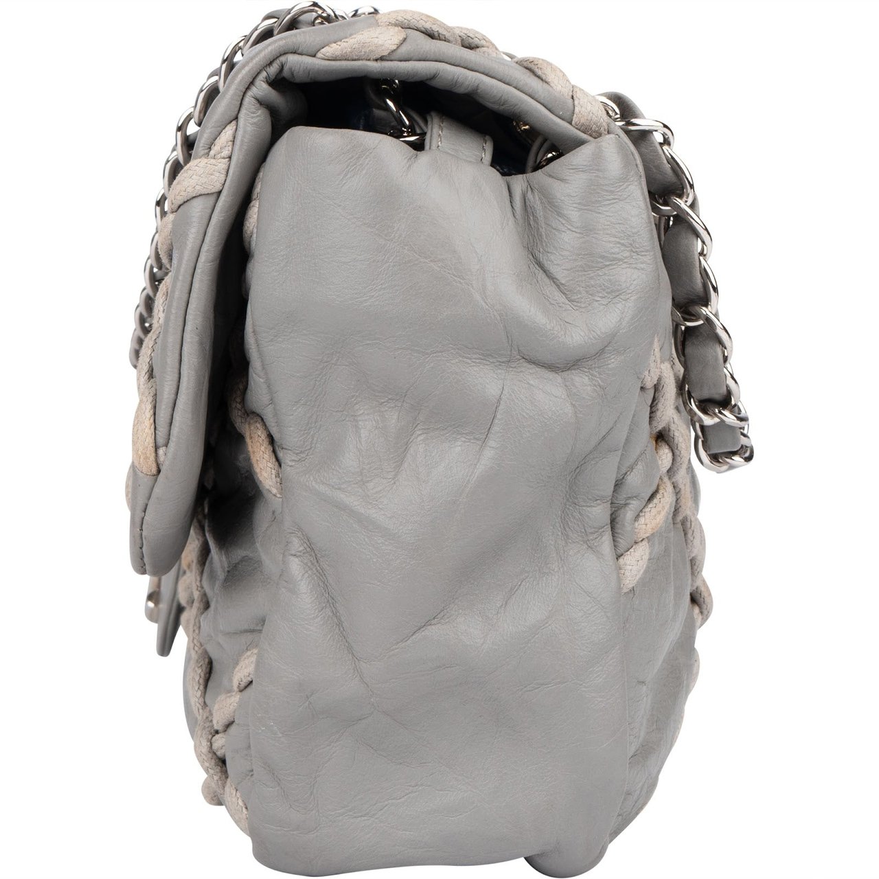 Chanel Chanel Leather Ultra Stitch Single Flap Shoulder Bag Donkergrijs