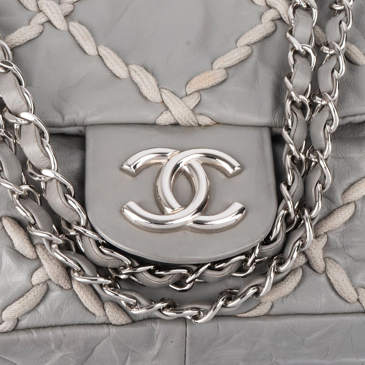 Chanel Chanel Leather Ultra Stitch Single Flap Shoulder Bag Donkergrijs