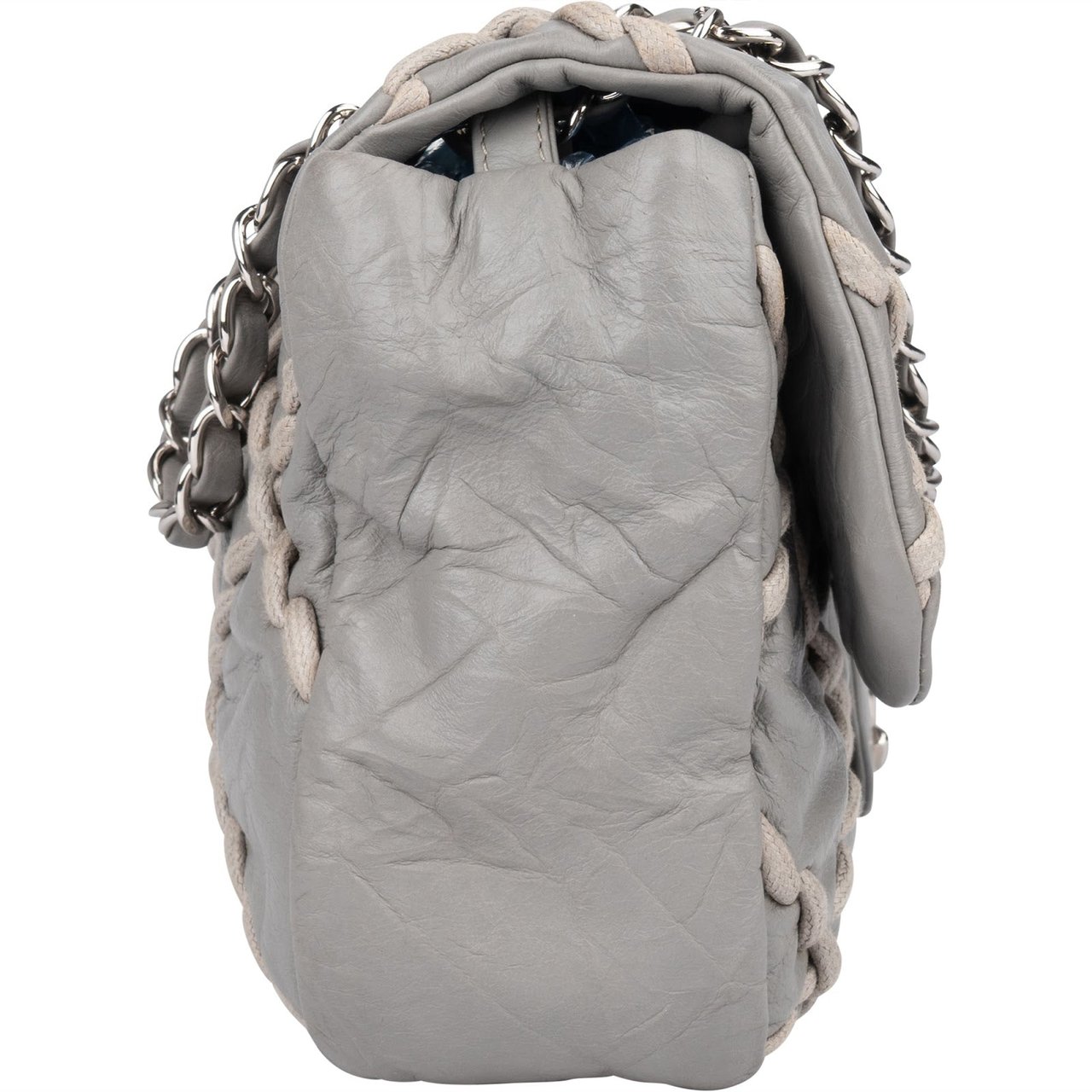 Chanel Chanel Leather Ultra Stitch Single Flap Shoulder Bag Donkergrijs