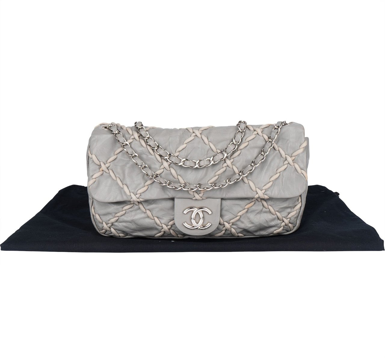 Chanel Chanel Leather Ultra Stitch Single Flap Shoulder Bag Donkergrijs