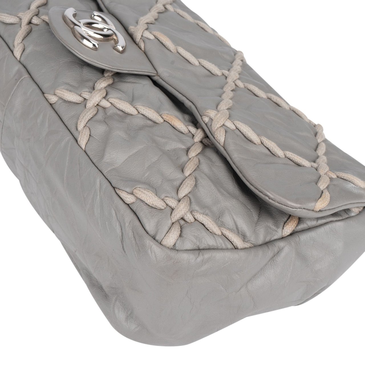 Chanel Chanel Leather Ultra Stitch Single Flap Shoulder Bag Donkergrijs