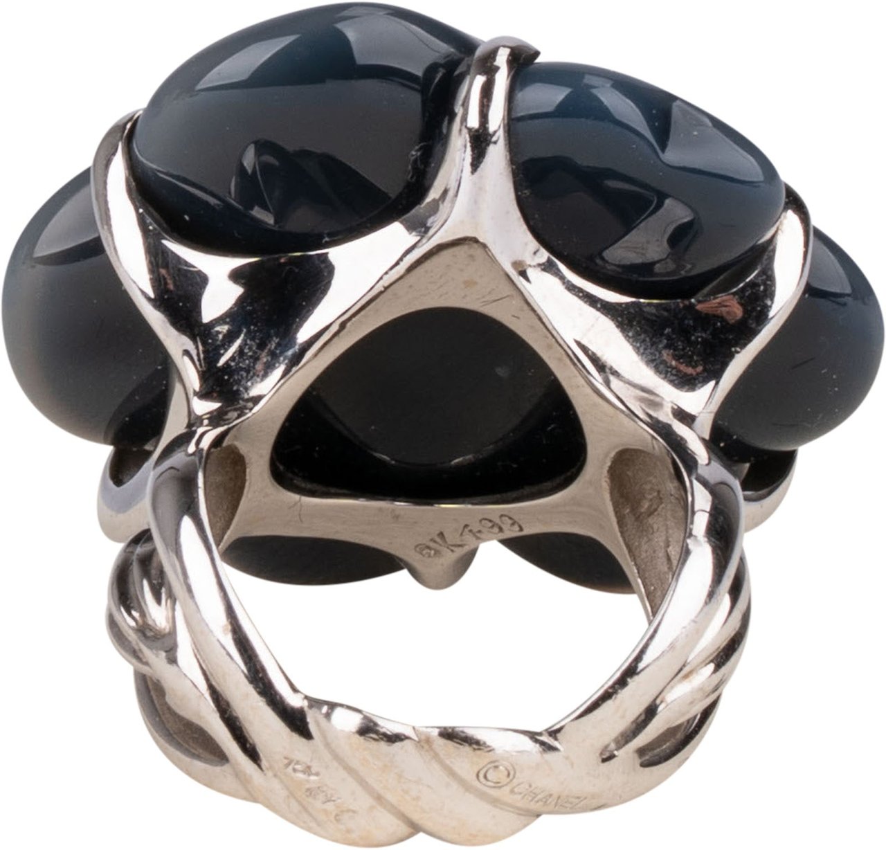 Chanel Chanel Fine Jewelry Camelia Blue Ceramic 750 Whitegold Ring (#51) Blauw