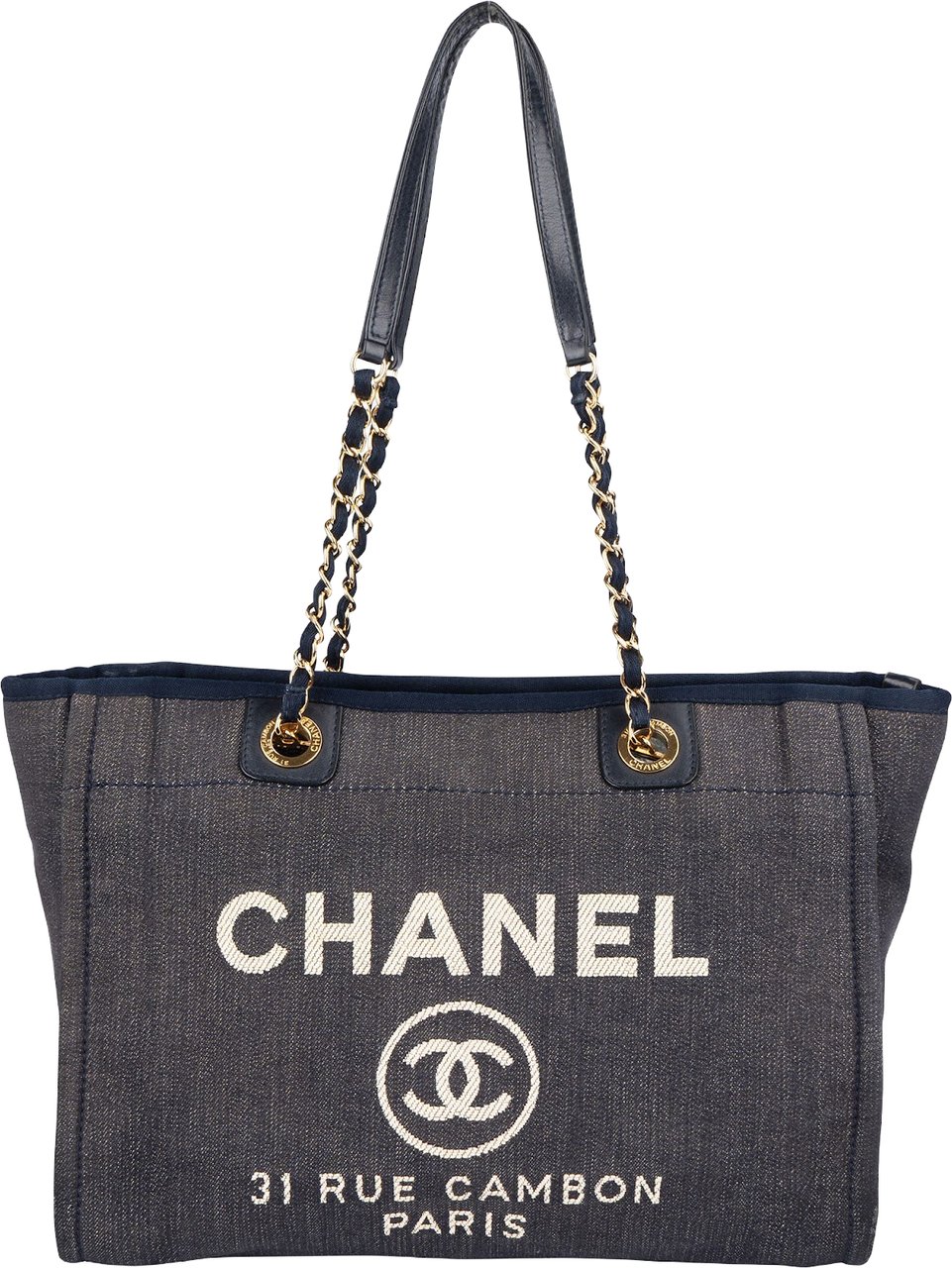 Chanel Chanel Denim Deauville Tote Shoulder Bag Blauw