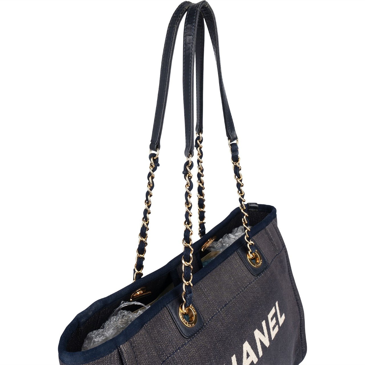 Chanel Chanel Denim Deauville Tote Shoulder Bag Blauw