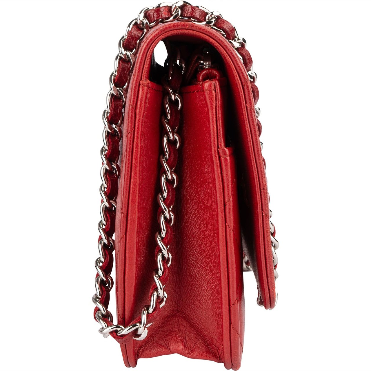 Chanel Quilted Lambskin Wallet on Chain Crossbody Bag Rood