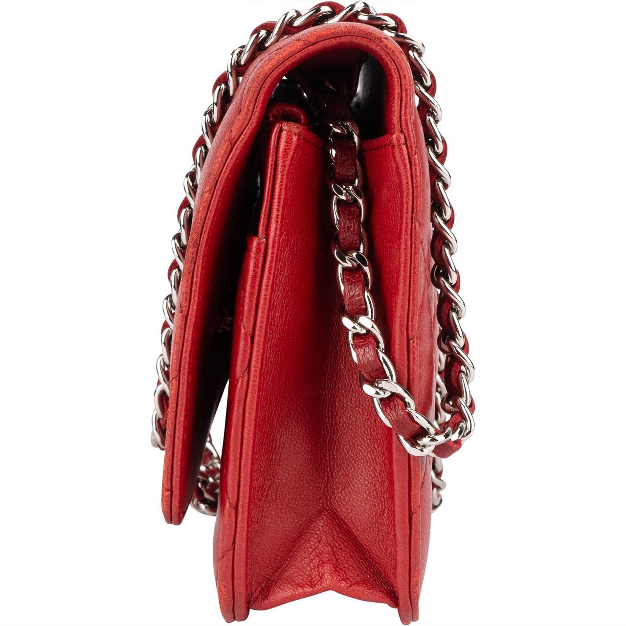 Chanel Quilted Lambskin Wallet on Chain Crossbody Bag Rood