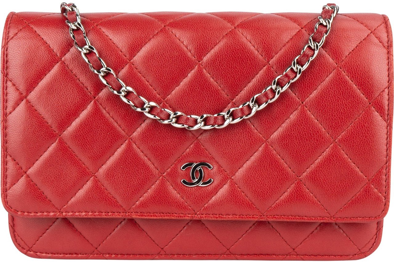 Chanel Chanel Quilted Lambskin Wallet on Chain Crossbody Bag Rood