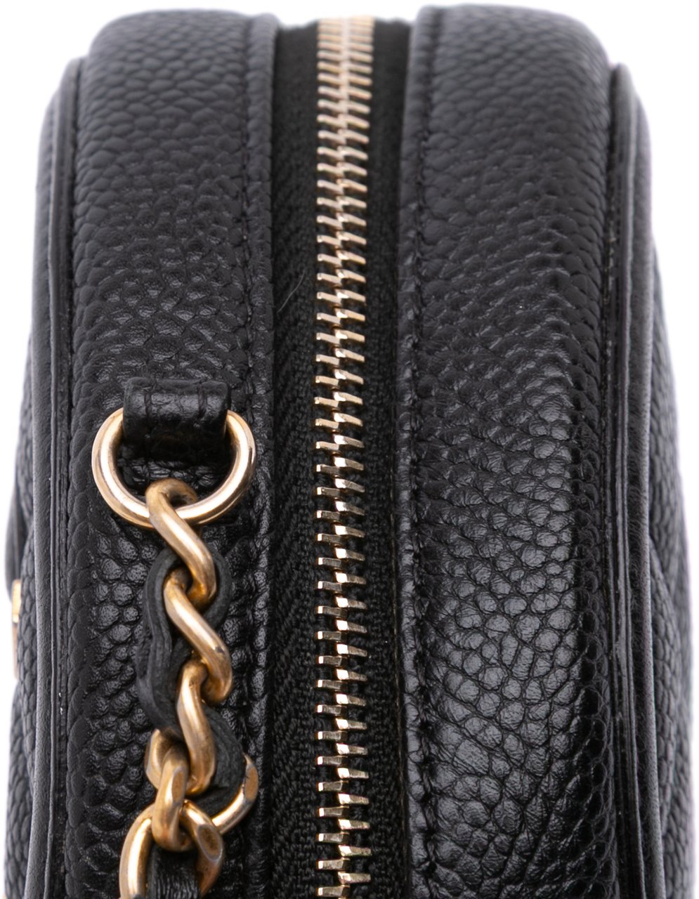 Chanel Caviar CC Filigree Round Clutch with Chain Zwart