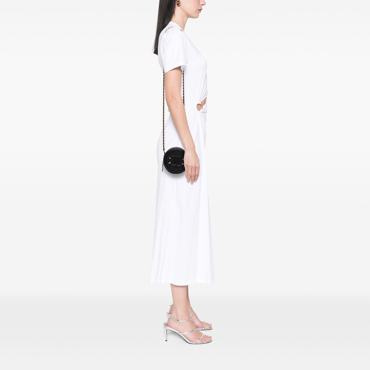 Chanel Caviar CC Filigree Round Clutch with Chain Zwart