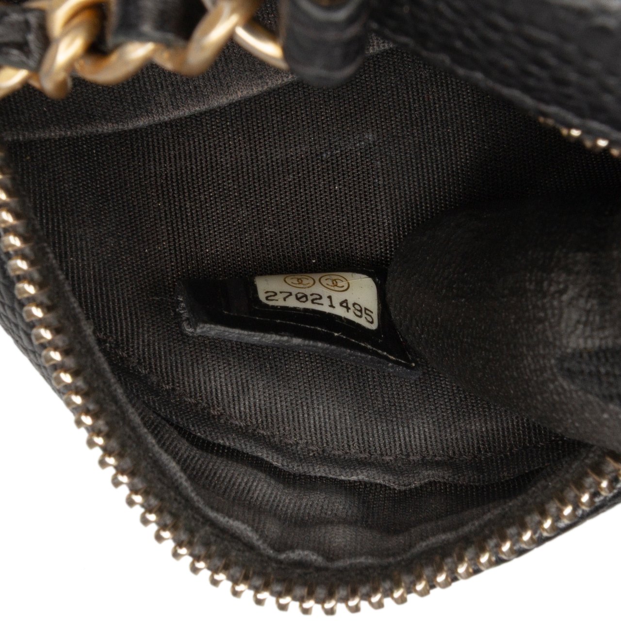 Chanel Caviar CC Filigree Round Clutch with Chain Zwart