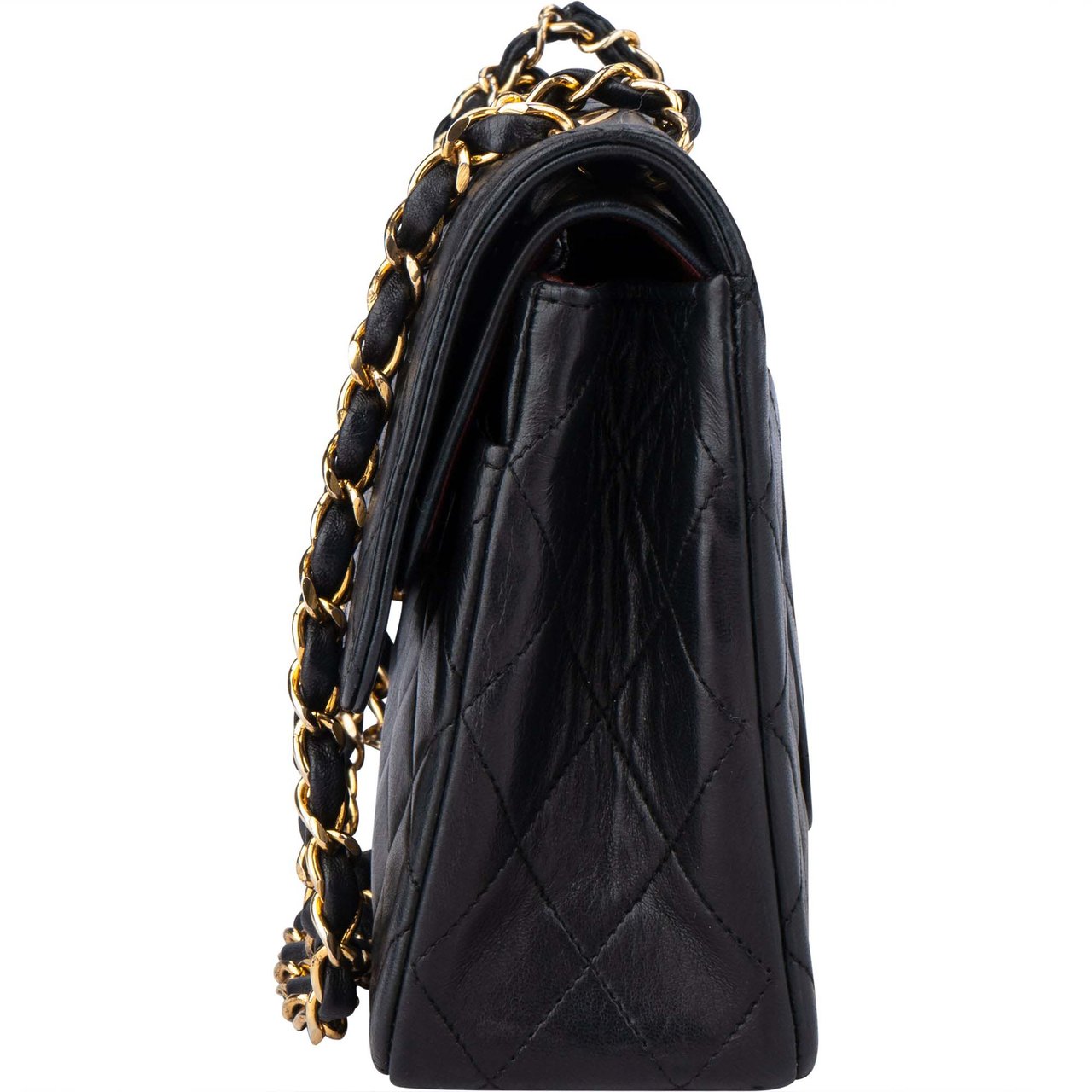 Chanel Chanel Quilted Lambskin 24K Gold Double Flap Crossbody Bag Zwart