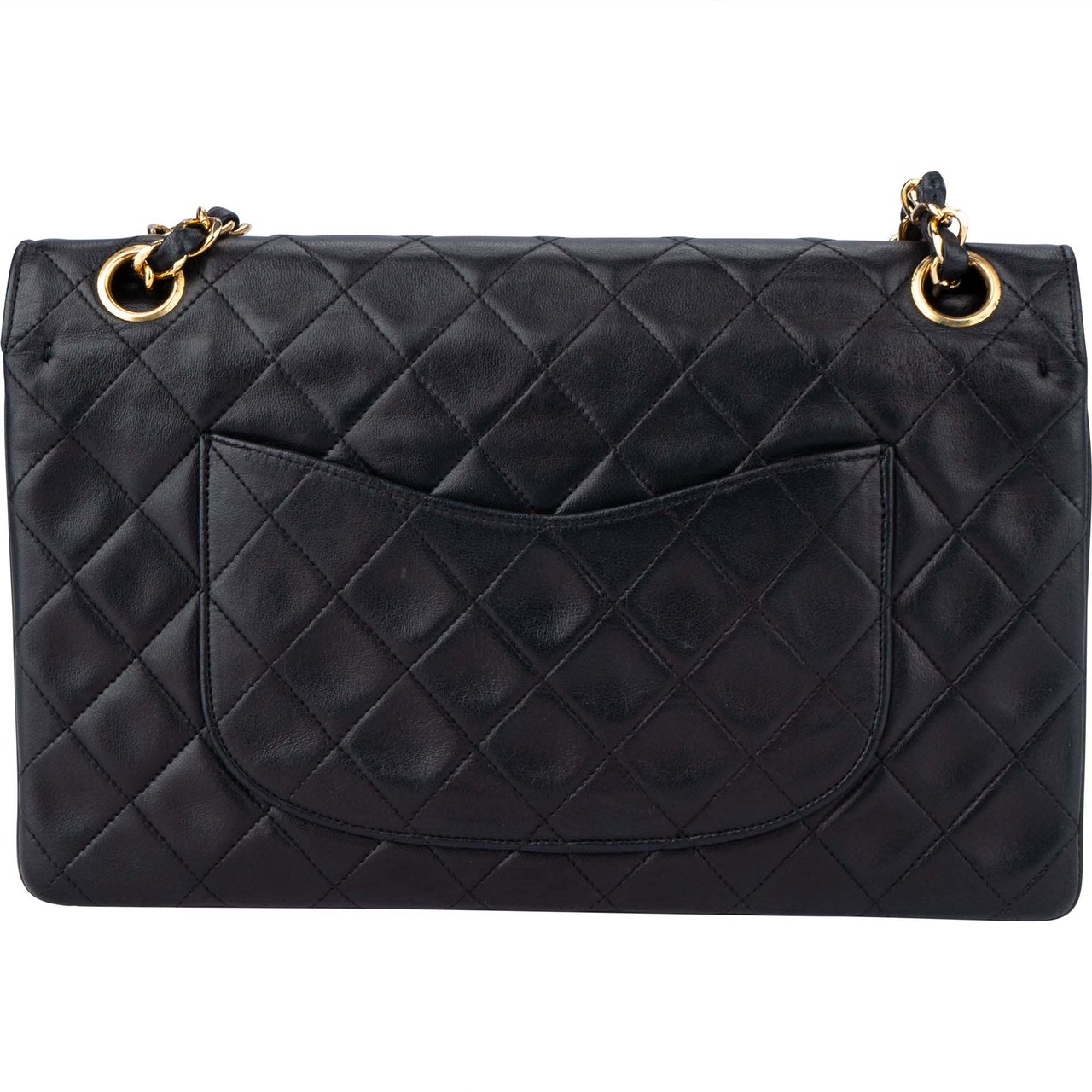 Chanel Chanel Quilted Lambskin 24K Gold Double Flap Crossbody Bag Zwart