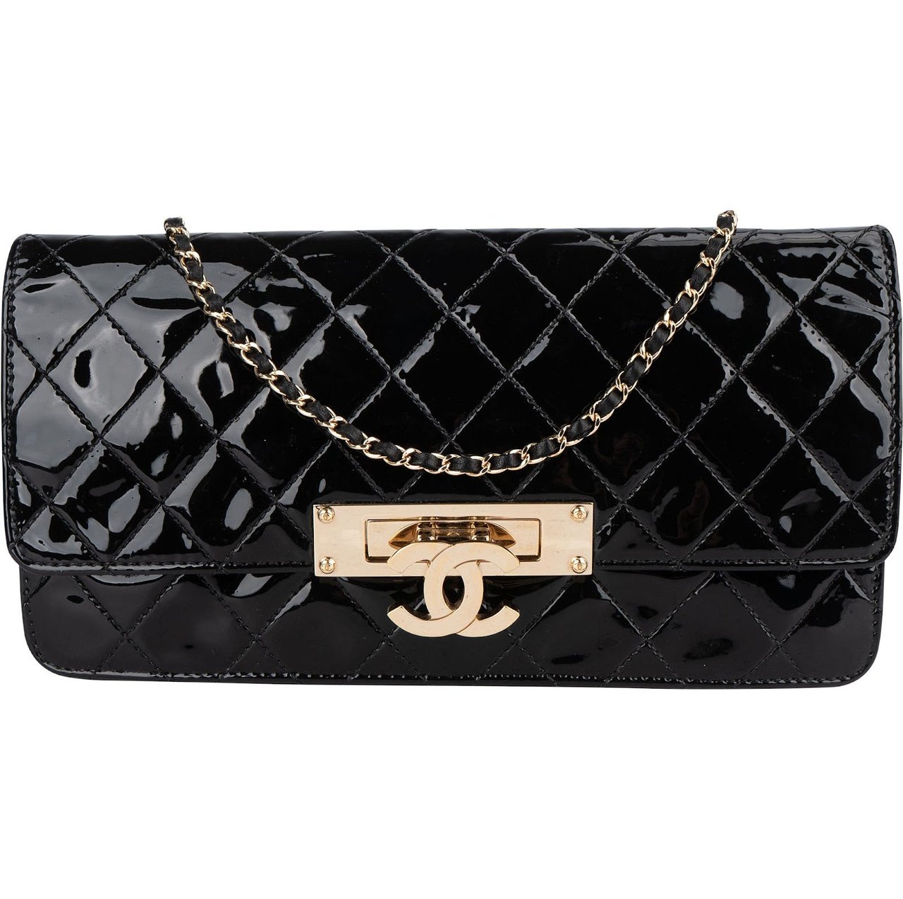 Chanel Chanel Quilted Patent Leather CC Crossbody Bag Zwart