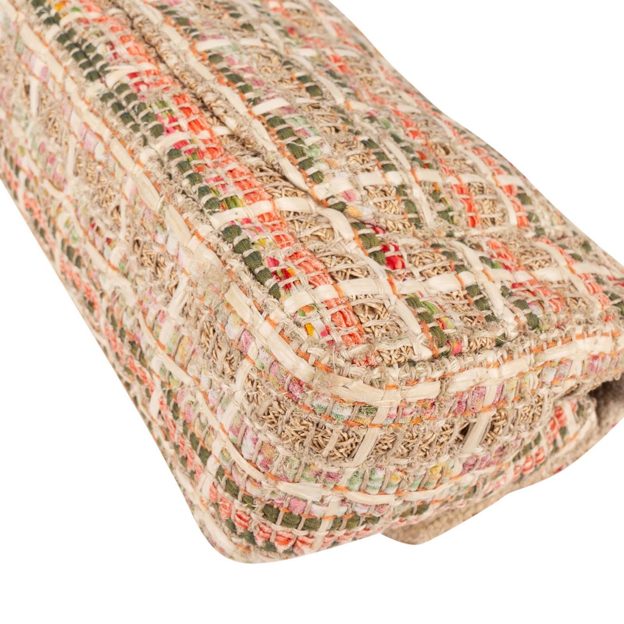 Chanel Chanel Tweed & Raffia Classic Single Flap Crossbody Bag Beige