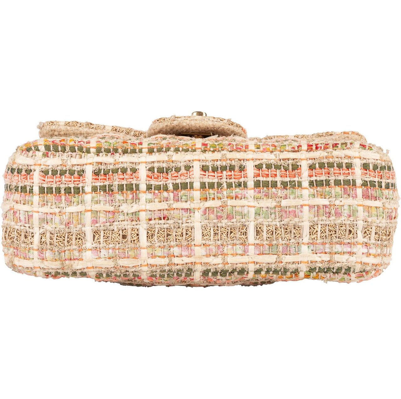 Chanel Chanel Tweed & Raffia Classic Single Flap Crossbody Bag Beige