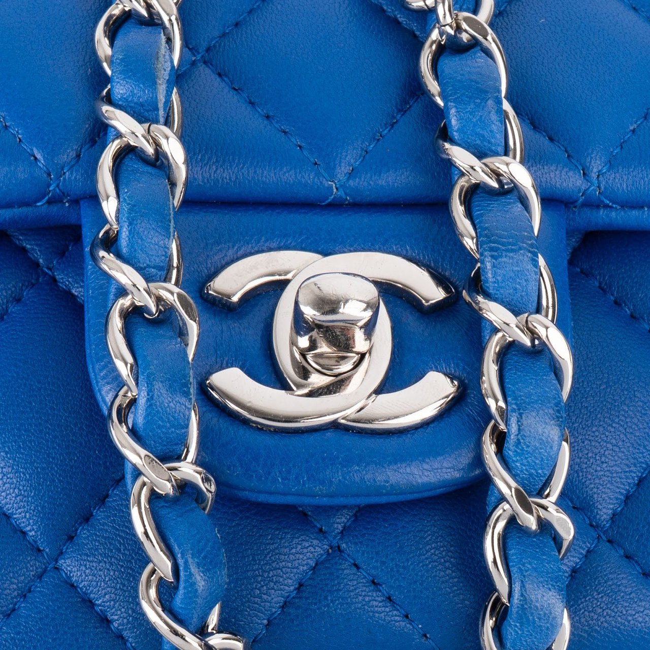 Chanel Chanel Quilted Lambskin Mini Single Flap Crossbody Bag Blauw