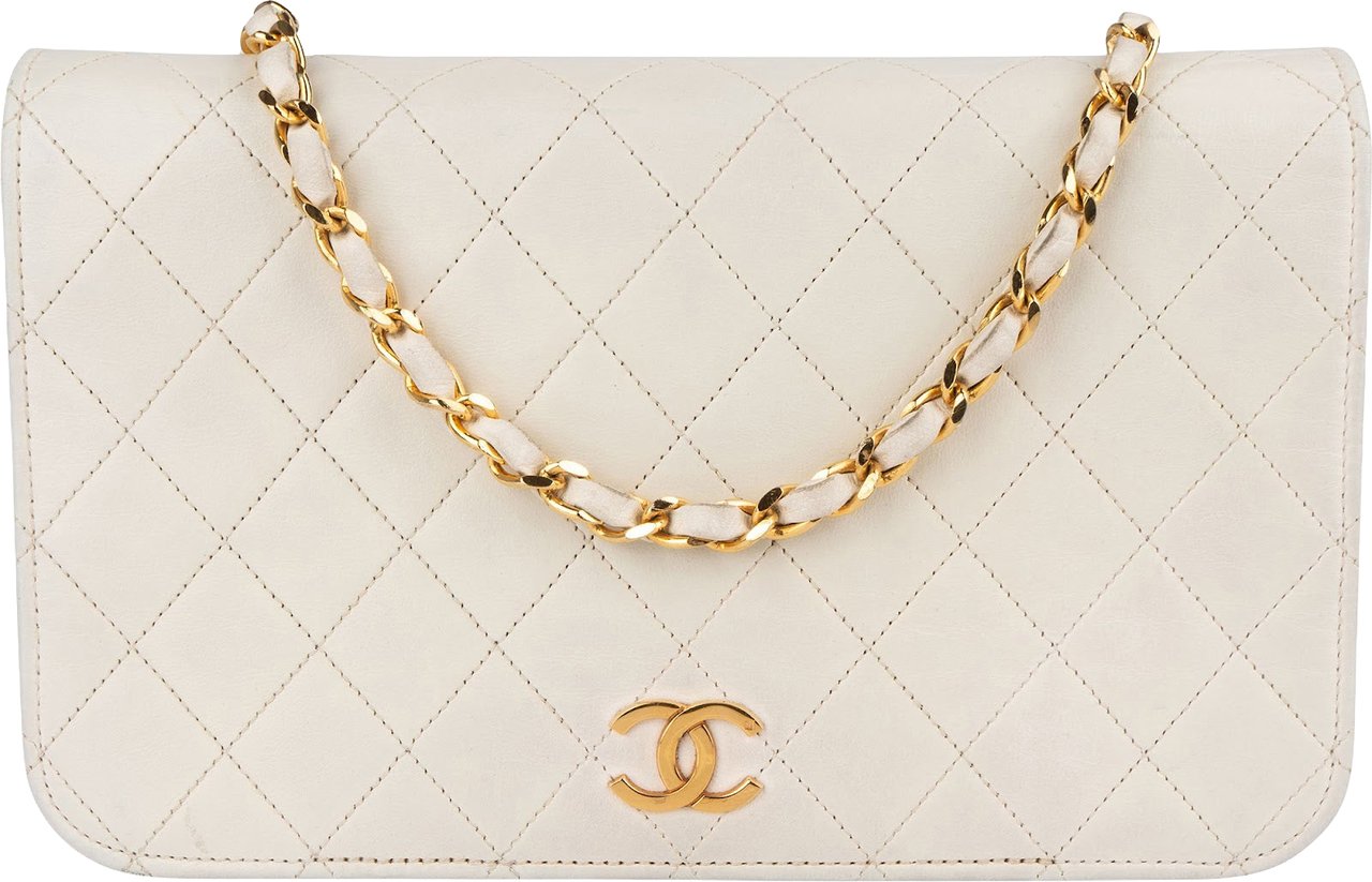 Chanel Chanel Quilted Lambskin 24K Gold Single Flap Shoulder Bag Beige