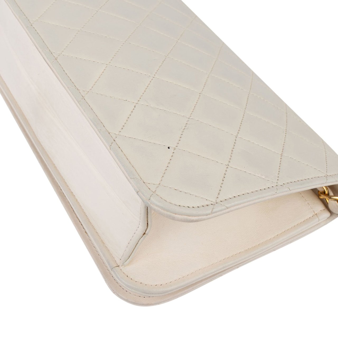 Chanel Chanel Quilted Lambskin 24K Gold Single Flap Shoulder Bag Beige