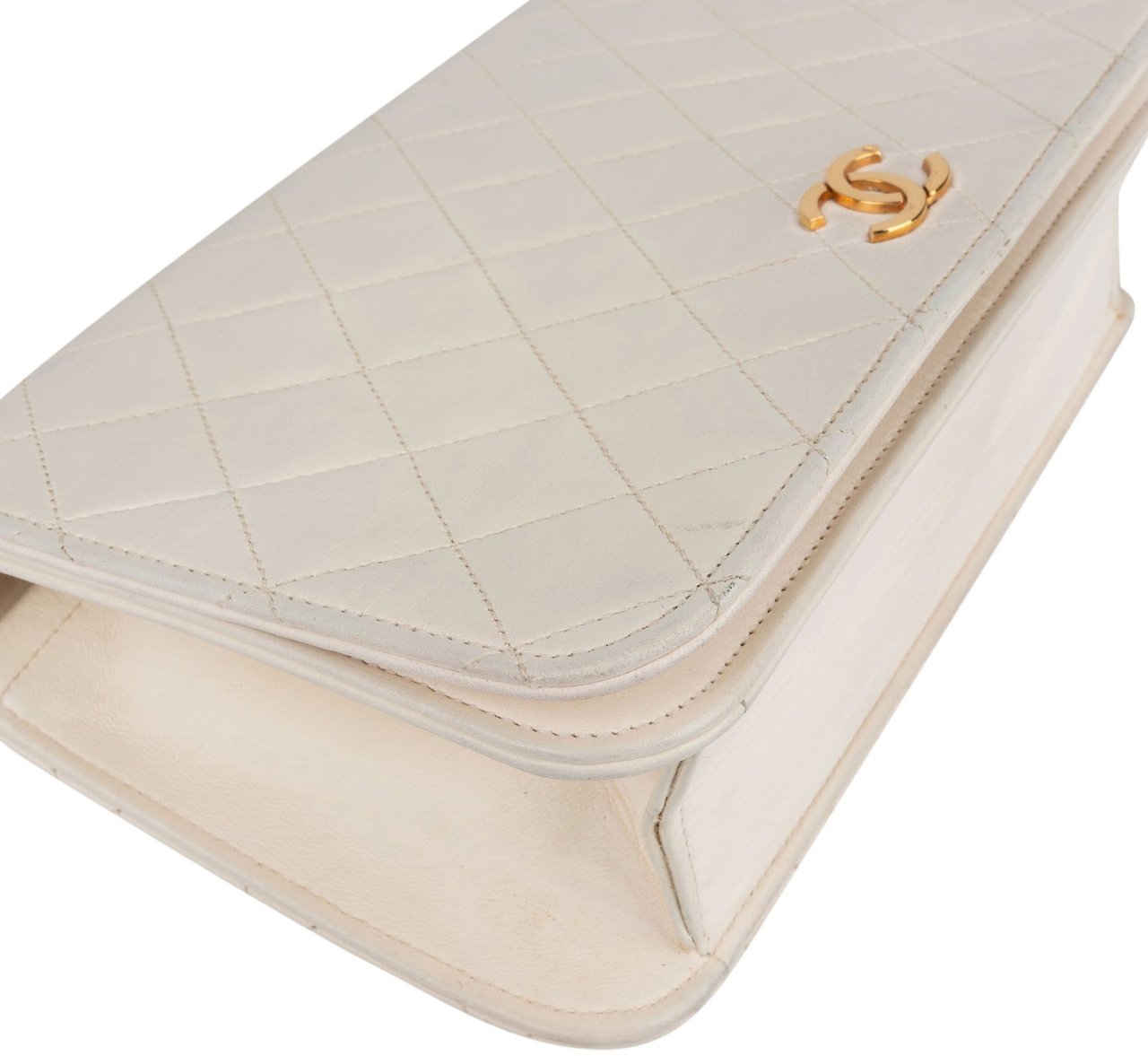 Chanel Chanel Quilted Lambskin 24K Gold Single Flap Shoulder Bag Beige