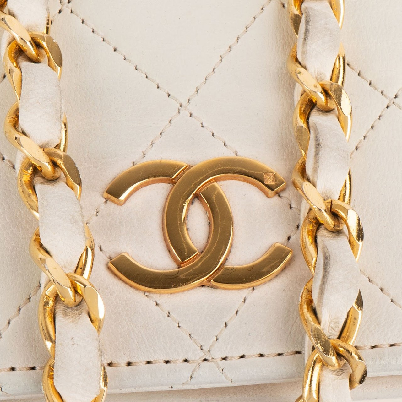 Chanel Chanel Quilted Lambskin 24K Gold Single Flap Shoulder Bag Beige