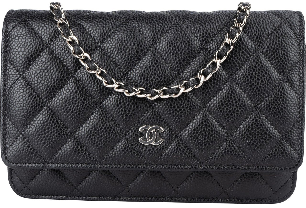 Chanel Chanel Quilted Caviar Leather Wallet On Chain Crossbody Bag Zwart