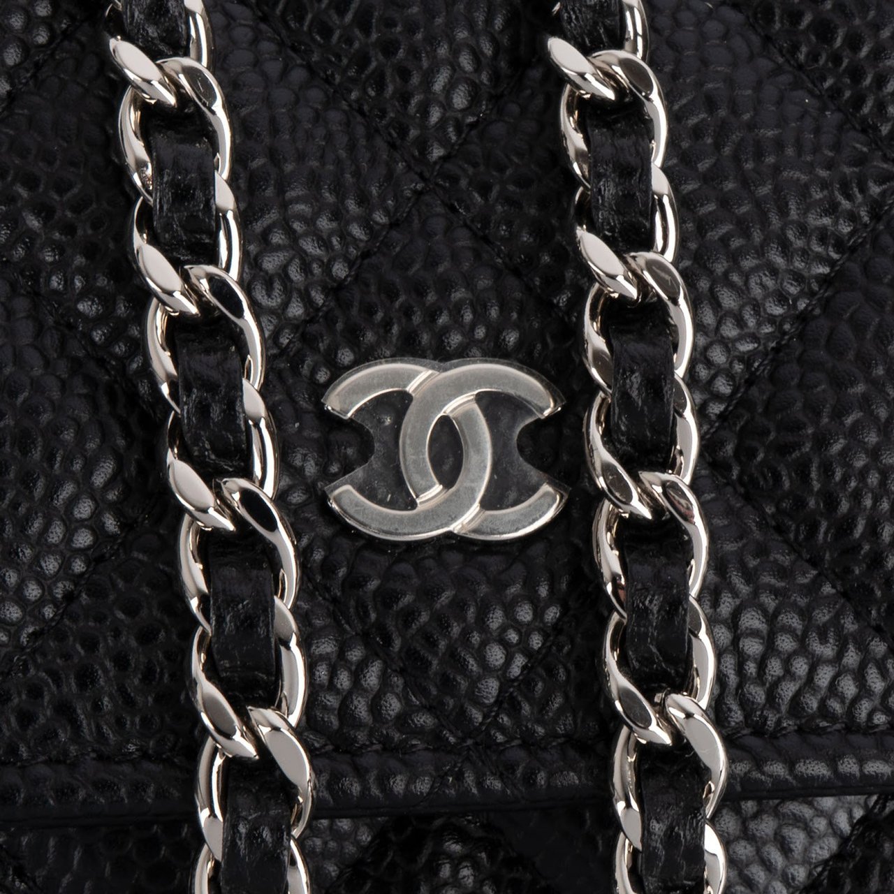 Chanel Chanel Quilted Caviar Leather Wallet On Chain Crossbody Bag Zwart