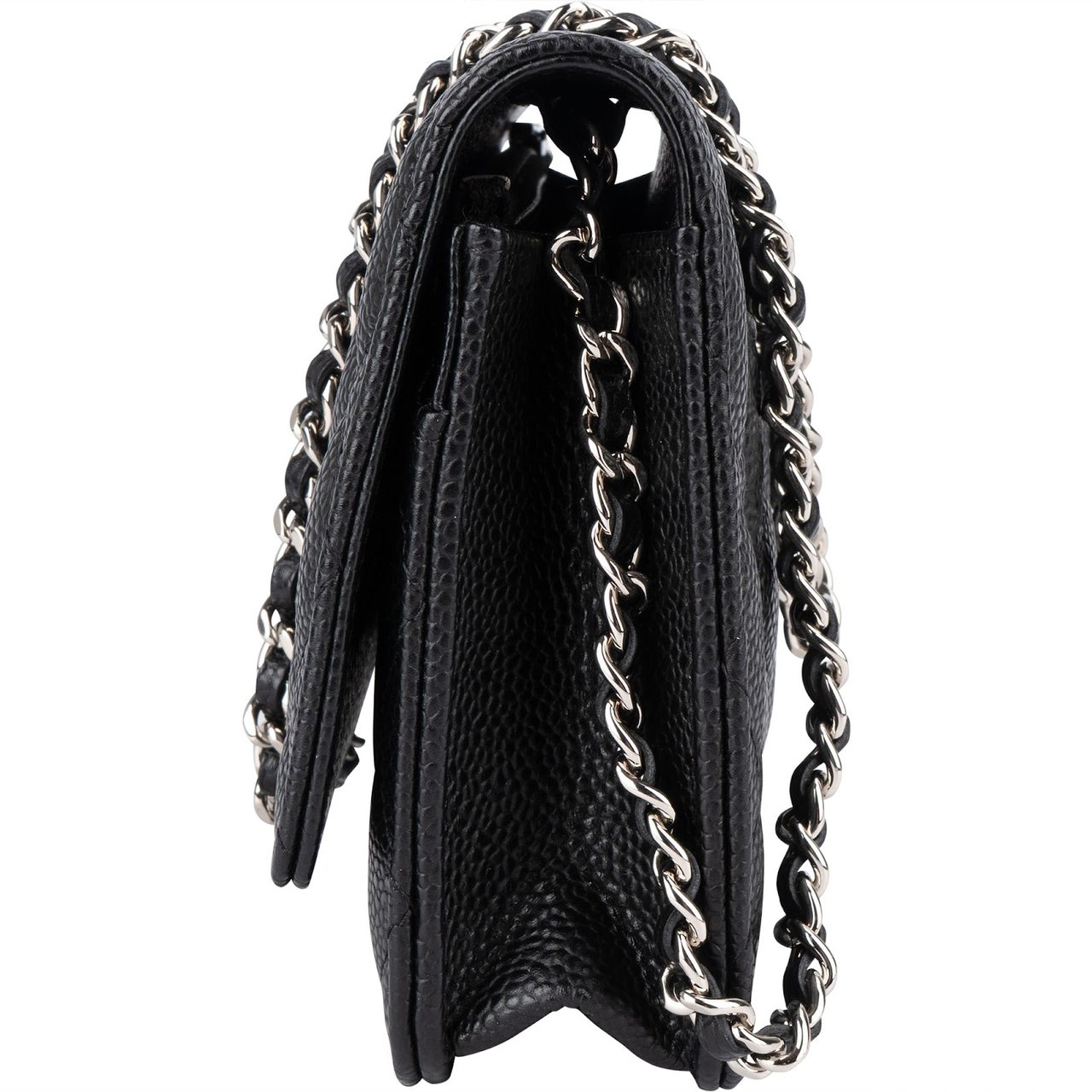 Chanel Chanel Quilted Caviar Leather Wallet On Chain Crossbody Bag Zwart