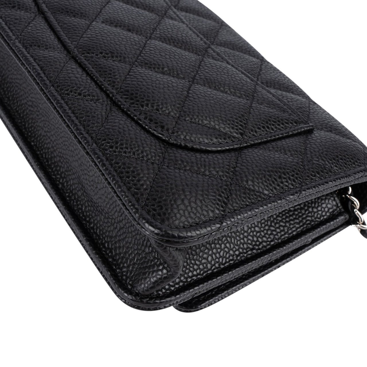 Chanel Chanel Quilted Caviar Leather Wallet On Chain Crossbody Bag Zwart