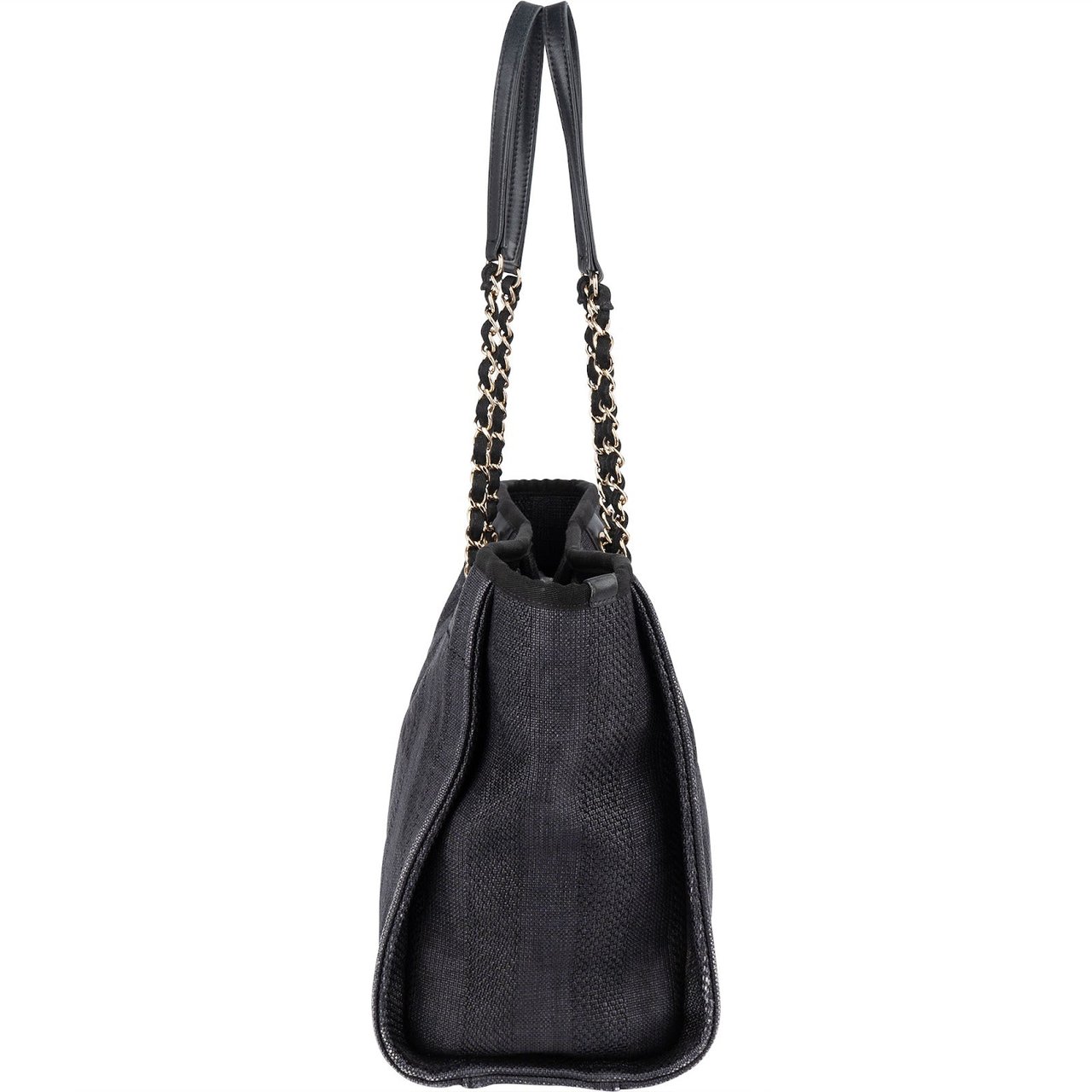 Chanel Chanel Bleu Tweed Deauville Tote Shoulder Bag Zwart