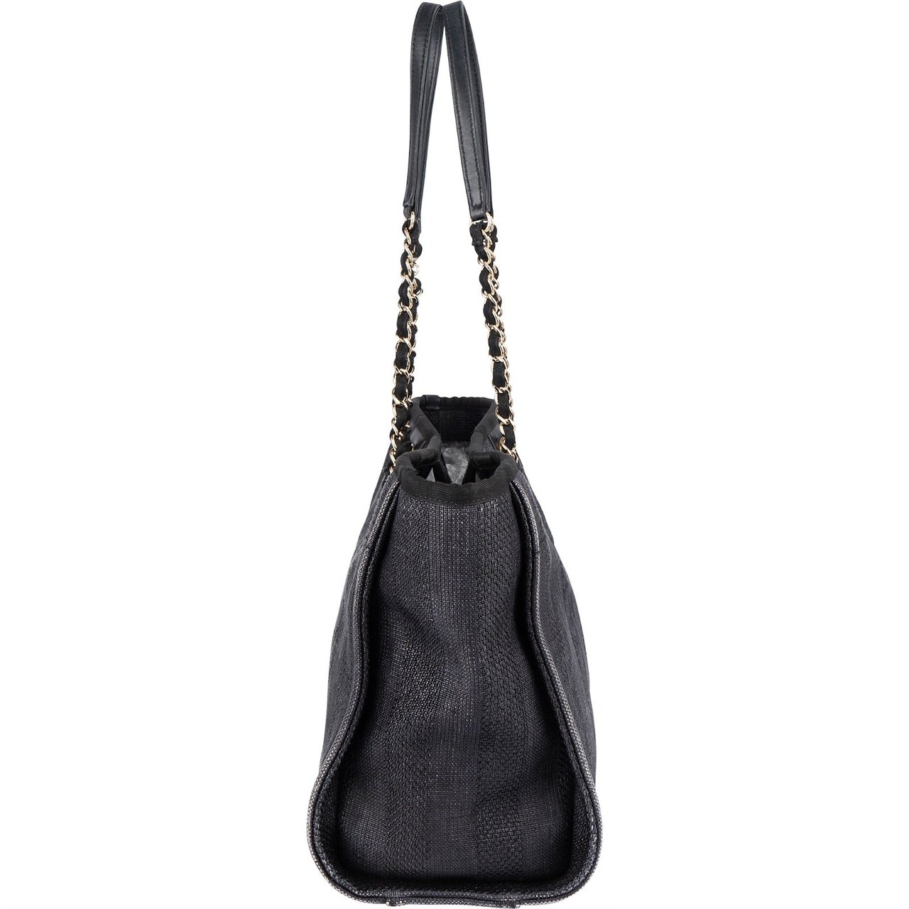 Chanel Chanel Bleu Tweed Deauville Tote Shoulder Bag Zwart