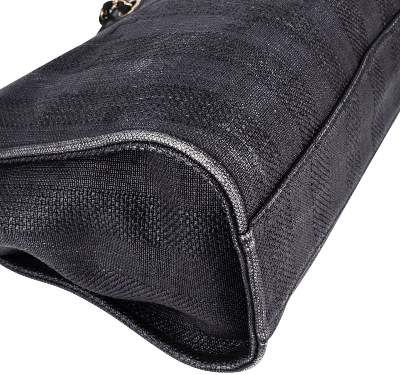 Chanel Chanel Bleu Tweed Deauville Tote Shoulder Bag Zwart