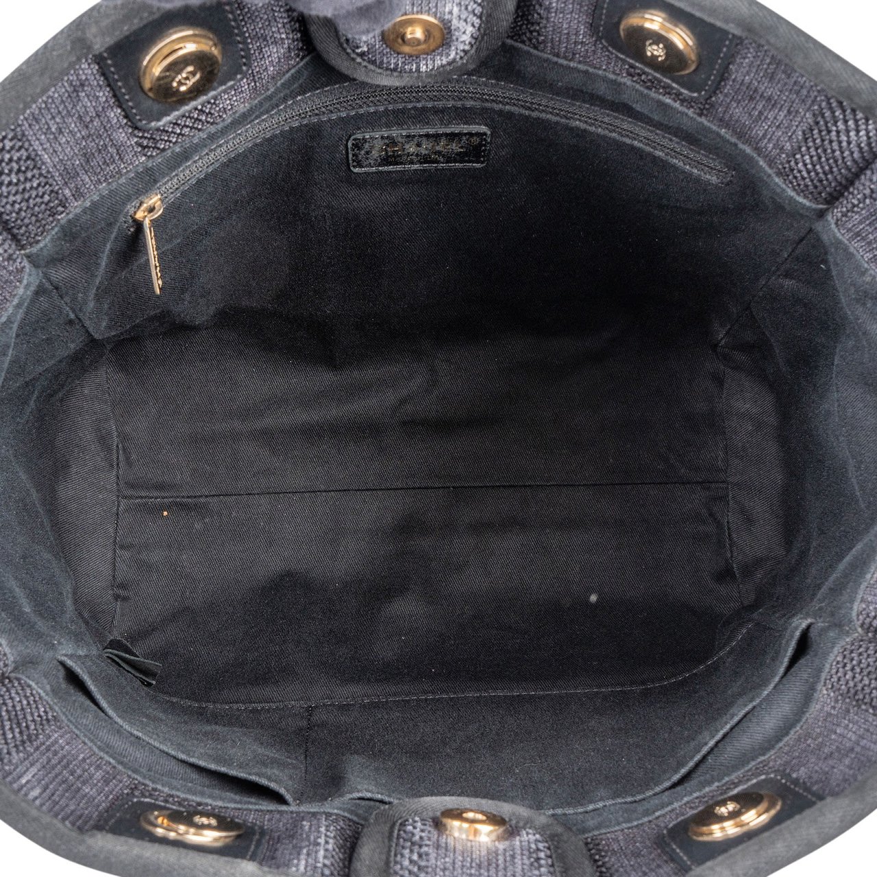 Chanel Chanel Bleu Tweed Deauville Tote Shoulder Bag Zwart