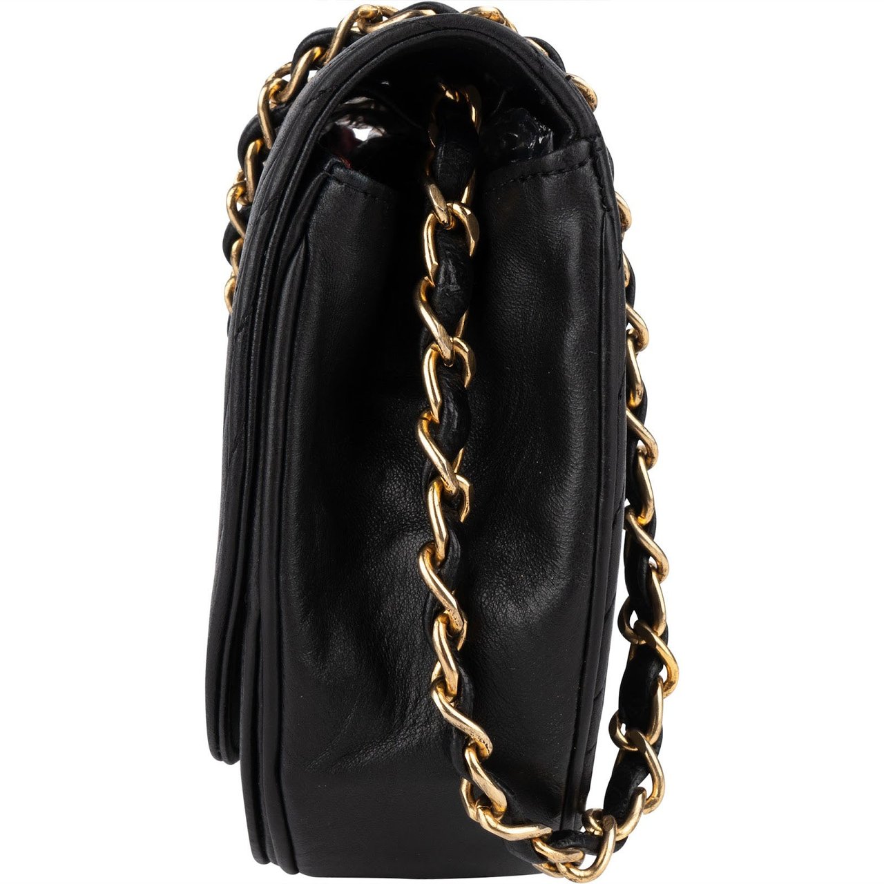 Chanel Chanel Quilted Lambskin 24K Gold Half Moon Single Flap Shoulder Bag Zwart