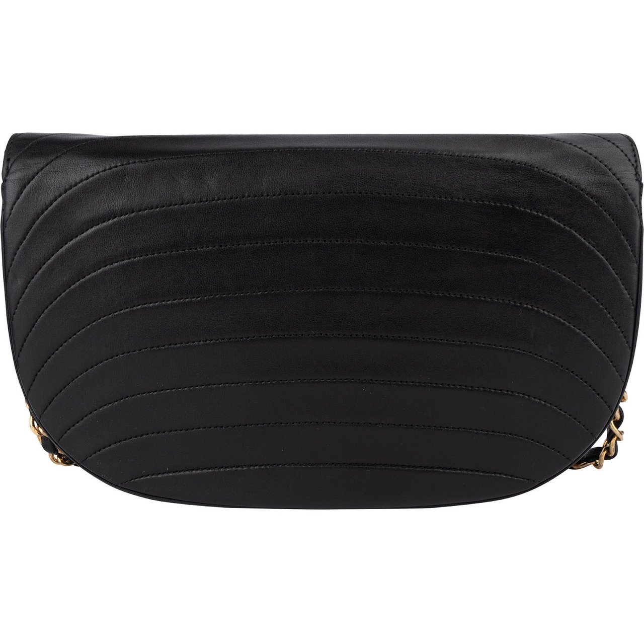 Chanel Chanel Quilted Lambskin 24K Gold Half Moon Single Flap Shoulder Bag Zwart