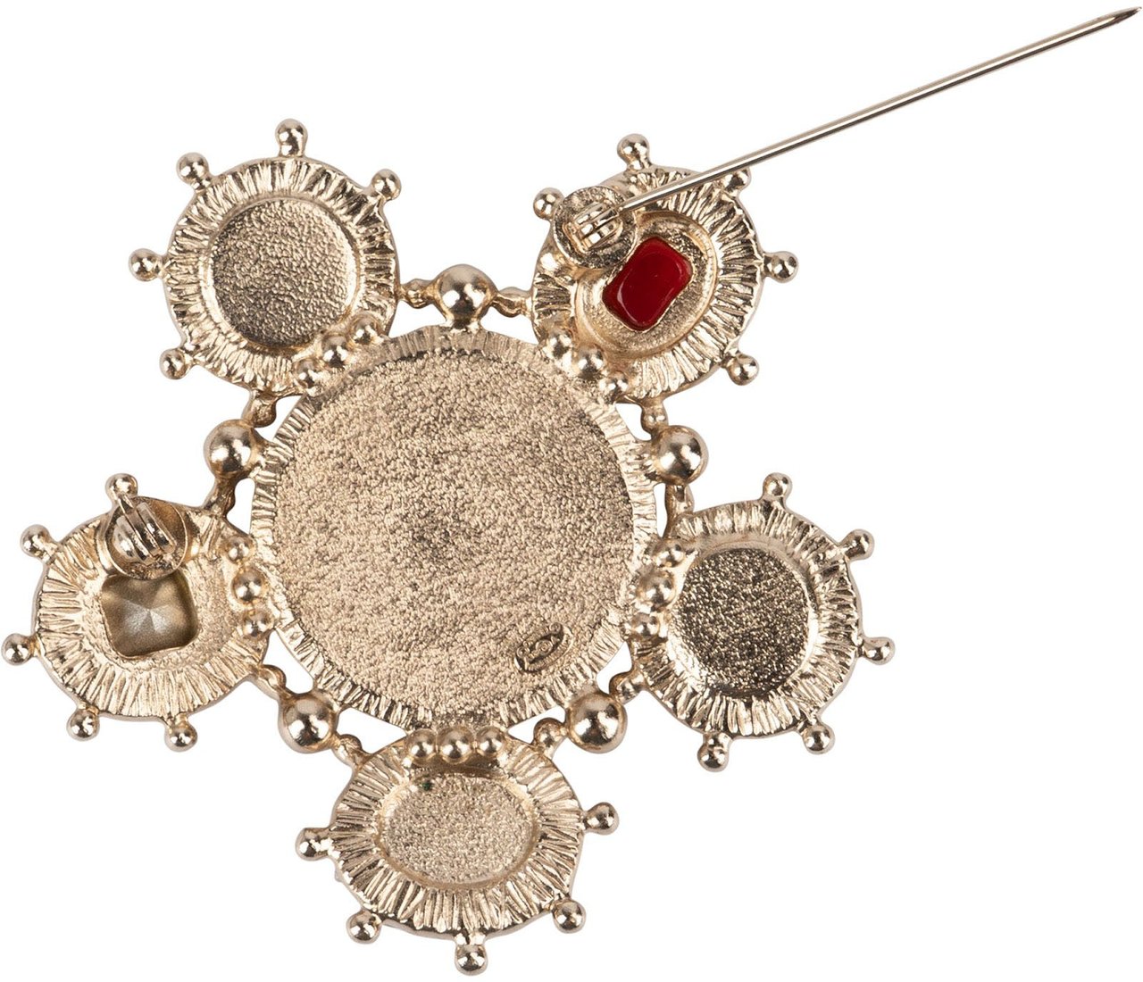 Chanel Chanel Tweed and Pearl CC Star Brooch Goud