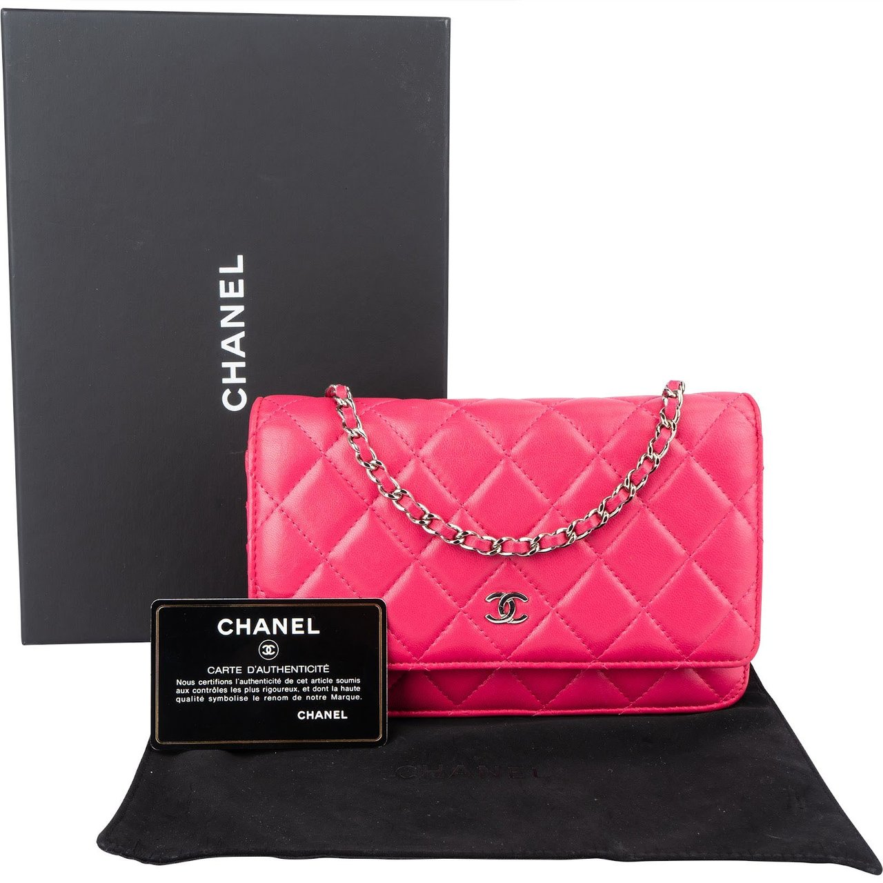 Chanel Chanel Quilted Lambskin Wallet On Chain Crossbody Bag Rood