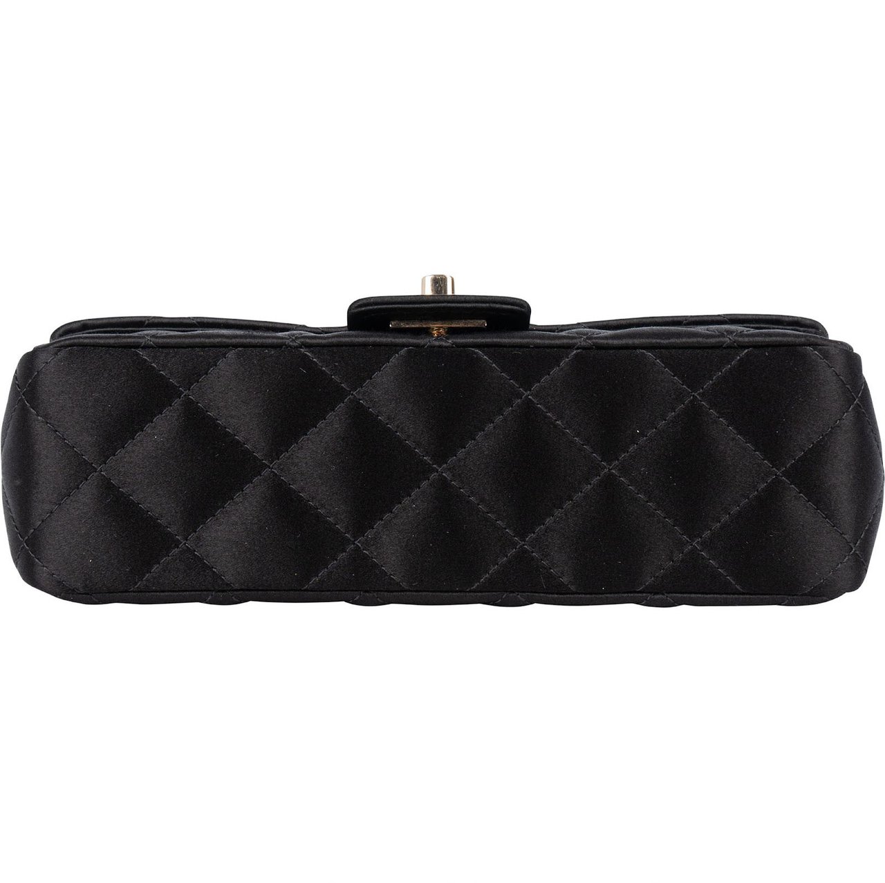 Chanel Chanel Quilted Satin Mini Rectangular Single Flap Crossbody Bag Zwart