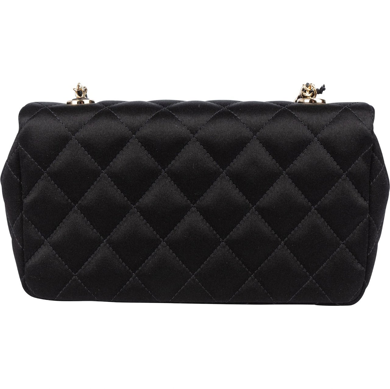 Chanel Quilted Satin Mini Rectangular Single Flap Crossbody Bag Zwart