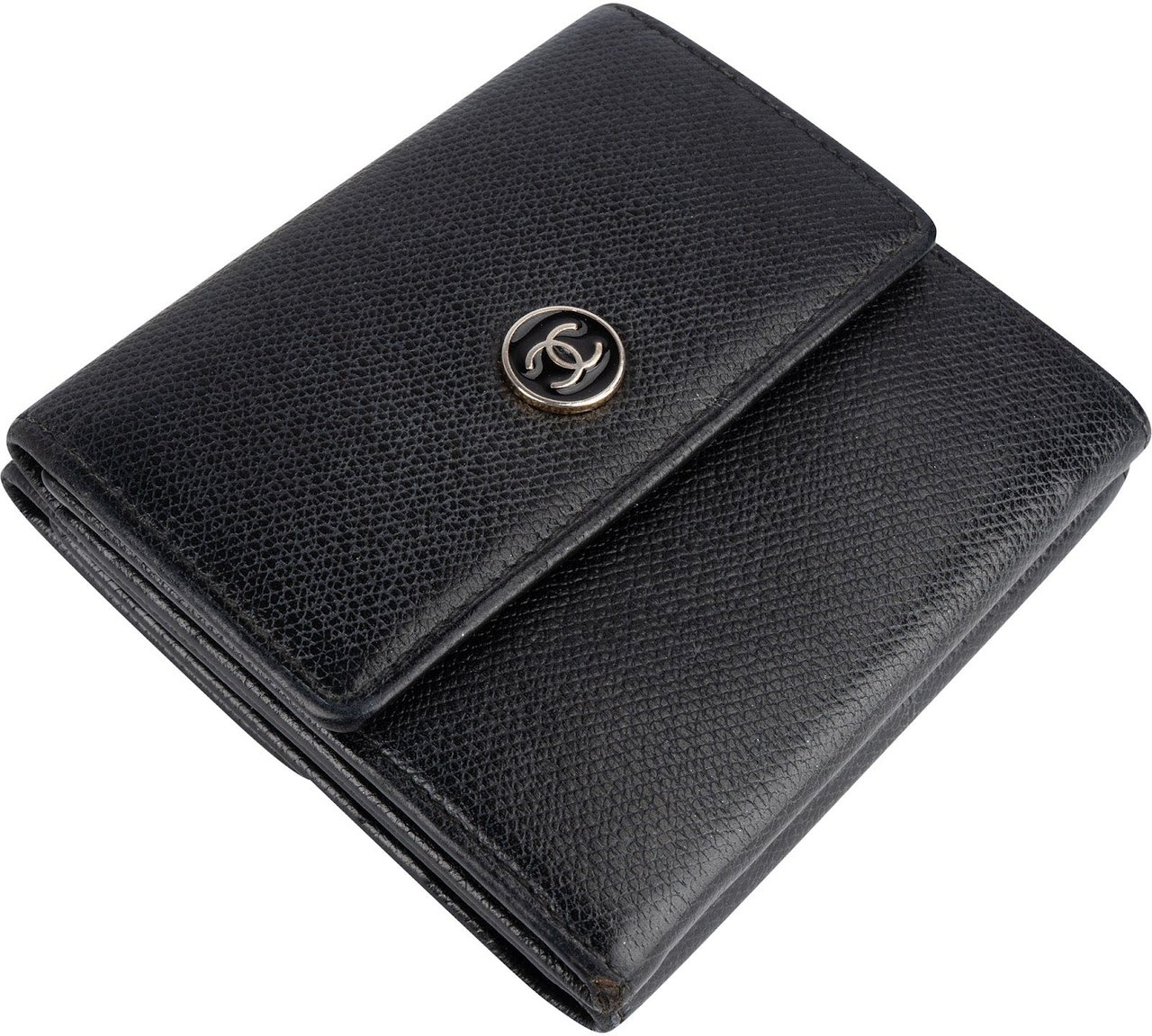 Chanel Chanel Black Leather CC Wallet Zwart